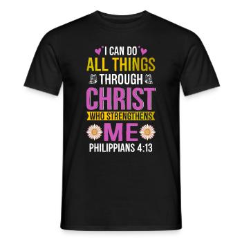 I Can Do All Things Through Christ Daisy Flower - Men's T-Shirt - black - Front - AI Model Male 178 light (178cm)