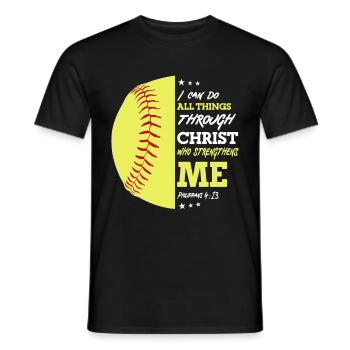 Je peux tout faire grâce à la balle molle du Christ - T-shirt homme - noir - Devant - AI Model Male 178 light (178cm)