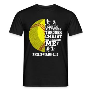 Je peux tout faire grâce à la balle molle du Christ - T-shirt homme - noir - Devant - AI Model Male 178 light (178cm)