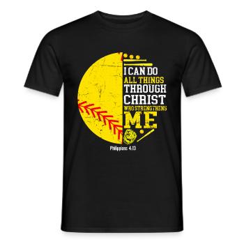 Je peux tout faire grâce à la balle molle du Christ - T-shirt homme - noir - Devant - AI Model Male 178 light (178cm)