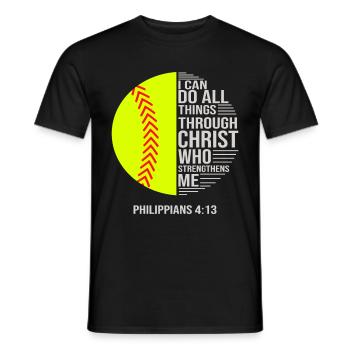 Je peux tout faire grâce à la balle molle du Christ - T-shirt homme - noir - Devant - AI Model Male 178 light (178cm)