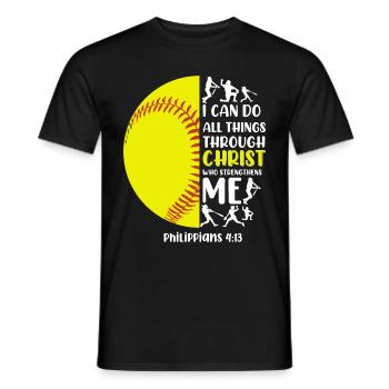 Je peux tout faire grâce à la balle molle du Christ - T-shirt homme - noir - Devant - AI Model Male 178 light (178cm)