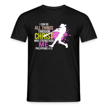 Je peux tout faire grâce à la balle molle du Christ - T-shirt homme - noir - Devant - AI Model Male 178 light (178cm)