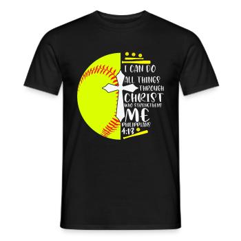Je peux tout faire grâce à la balle molle du Christ - T-shirt homme - noir - Devant - AI Model Male 178 light (178cm)