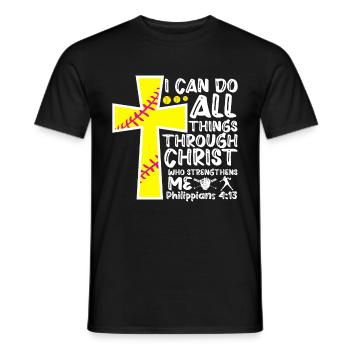 Je peux tout faire grâce à la balle molle du Christ - T-shirt homme - noir - Devant - AI Model Male 178 light (178cm)