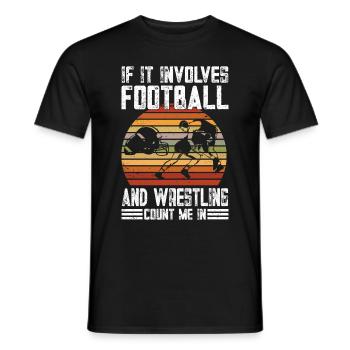 Funny Football And Wrestling Wrestler - Men's T-Shirt - black - Front - AI Model Male 178 light (178cm)