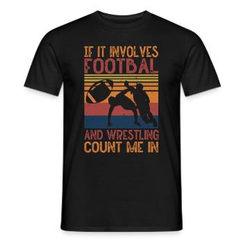 Funny Football And Wrestling Wrestlers - Men's T-Shirt - black - Front - AI Model Male 178 light (178cm)