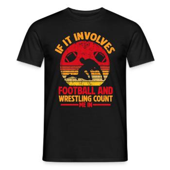 Funny Football And Wrestling Wrestler - Men's T-Shirt - black - Front - AI Model Male 178 light (178cm)