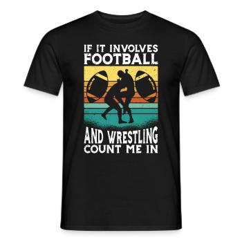 Funny Football And Wrestling Wrestler - Men's T-Shirt - black - Front - AI Model Male 178 light (178cm)