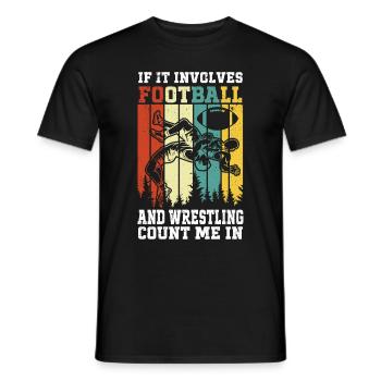 Funny Football And Wrestling Wrestler - Men's T-Shirt - black - Front - AI Model Male 178 light (178cm)