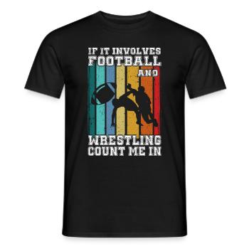 Funny Football And Wrestling Wrestler - Men's T-Shirt - black - Front - AI Model Male 178 light (178cm)