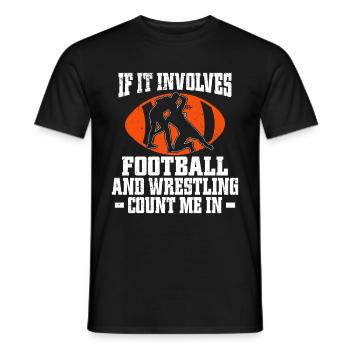 Funny Football And Wrestling Wrestler - Men's T-Shirt - black - Front - AI Model Male 178 light (178cm)