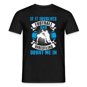 Drôle De Football Et De Lutte Lutteur - T-shirt homme - noir - Devant - AI Model Male 178 light (178cm)