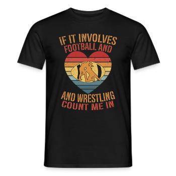 Funny Football And Wrestling Wrestler - Men's T-Shirt - black - Front - AI Model Male 178 light (178cm)