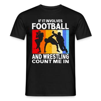 Funny Football And Wrestling Wrestler - Men's T-Shirt - black - Front - AI Model Male 178 light (178cm)
