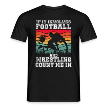 Drôle De Football Et De Lutte Lutteur - T-shirt homme - noir - Devant - AI Model Male 178 light (178cm)