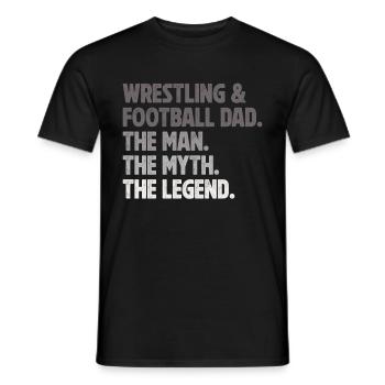 J’ai deux titres : Wrestling Dad et Football Dad - T-shirt homme - noir - Devant - AI Model Male 178 light (178cm)