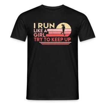 Runner Girls Running Cross Country Track Marathon - Männer T-Shirt - Schwarz - Vorne - AI Model Male 178 light (178cm)