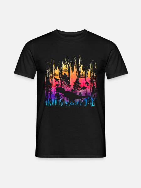 Alien Dinosaur UFO Abduction - Men's T-Shirt - black