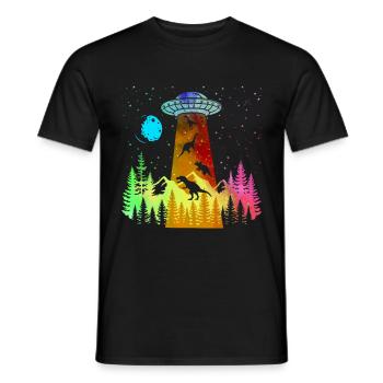 Enlèvement d’OVNI par un dinosaure extraterrestre - T-shirt homme - noir - Devant - AI Model Male 178 light (178cm)