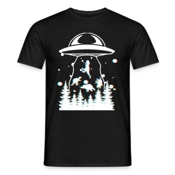 Enlèvement d’OVNI par un dinosaure extraterrestre - T-shirt homme - noir - Devant - AI Model Male 178 light (178cm)