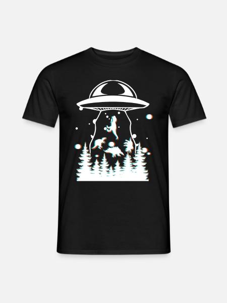 Alien Dinosaur UFO Abduction - Men's T-Shirt - black