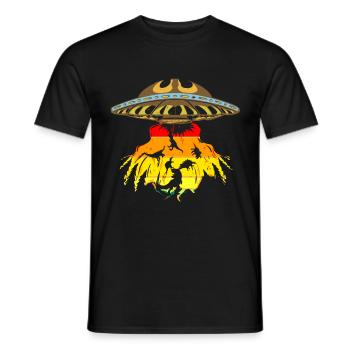 Enlèvement d’OVNI par un dinosaure extraterrestre - T-shirt homme - noir - Devant - AI Model Male 178 light (178cm)