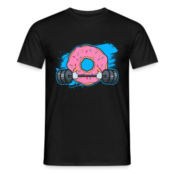 Donut PowerLifting Workout -Weightlifter - Men's T-Shirt - black - Front - AI Model Male 178 light (178cm)