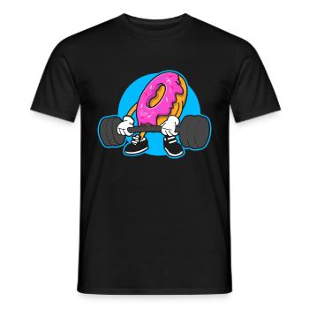 Donut PowerLifting Workout -Weightlifter - Men's T-Shirt - black - Front - AI Model Male 178 light (178cm)