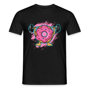 Donut PowerLifting Workout -Weightlifter - Men's T-Shirt - black - Front - AI Model Male 178 light (178cm)