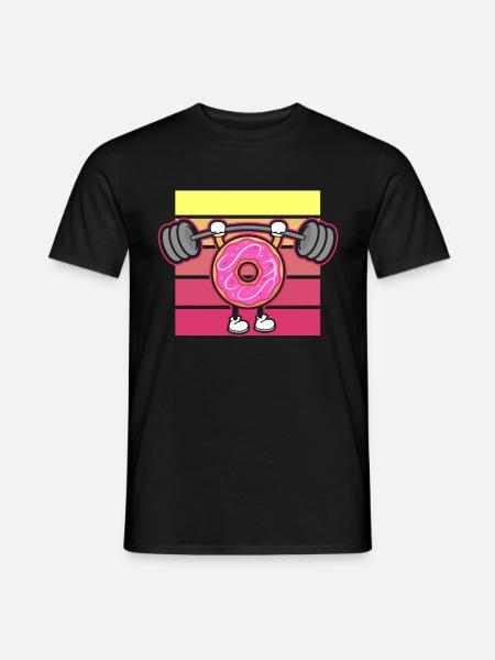 Donut PowerLifting Workout -Weightlifter - Men's T-Shirt - black