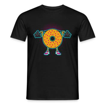 Donut PowerLifting Workout -Weightlifter - Men's T-Shirt - black - Front - AI Model Male 178 light (178cm)