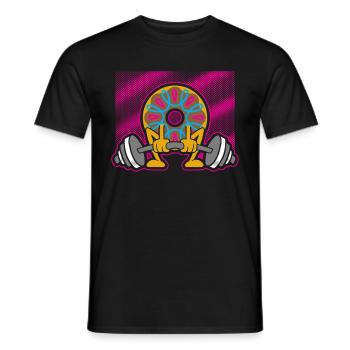Donut PowerLifting Workout -Weightlifter - Men's T-Shirt - black - Front - AI Model Male 178 light (178cm)