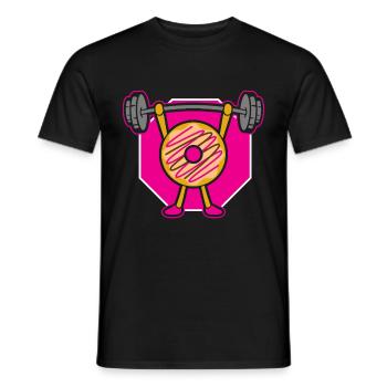 Donut PowerLifting Workout -Weightlifter - Men's T-Shirt - black - Front - AI Model Male 178 light (178cm)
