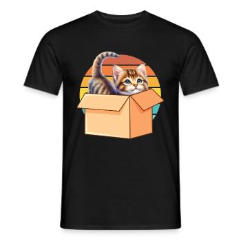 Katze In Box Retro Süße Katzenliebhaber Lustig - Männer T-Shirt - Schwarz - Vorne - AI Model Male 178 light (178cm)