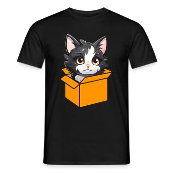 Katze In Box Retro Süße Katzenliebhaber Lustig - Männer T-Shirt - Schwarz - Vorne - AI Model Male 178 light (178cm)