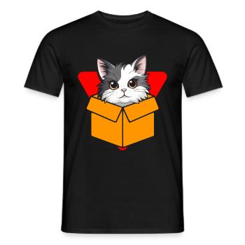 Katze In Box Retro Süße Katzenliebhaber Lustig - Männer T-Shirt - Schwarz - Vorne - AI Model Male 178 light (178cm)