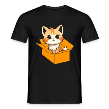 Katze In Box Retro Süße Katzenliebhaber Lustig - Männer T-Shirt - Schwarz - Vorne - AI Model Male 178 light (178cm)