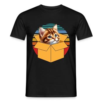 Katze In Box Retro Süße Katzenliebhaber Lustig - Männer T-Shirt - Schwarz - Vorne - AI Model Male 178 light (178cm)