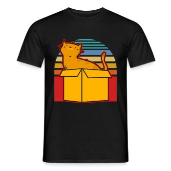Katze In Box Retro Süße Katzenliebhaber Lustig - Männer T-Shirt - Schwarz - Vorne - AI Model Male 178 light (178cm)