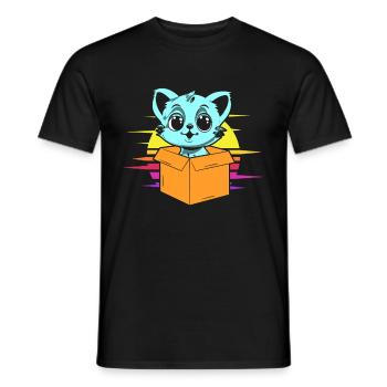 Katze In Box Retro Süße Katzenliebhaber Lustig - Männer T-Shirt - Schwarz - Vorne - AI Model Male 178 light (178cm)