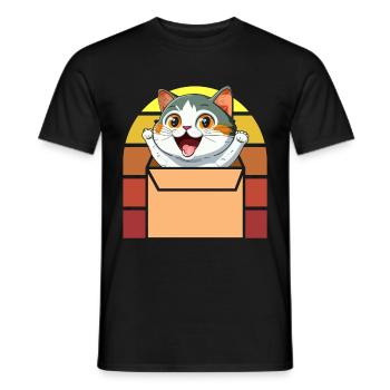 Katze In Box Retro Süße Katzenliebhaber Lustig - Männer T-Shirt - Schwarz - Vorne - AI Model Male 178 light (178cm)