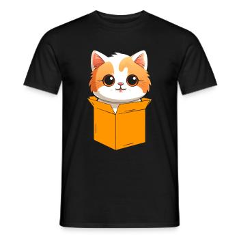 Katze In Box Retro Süße Katzenliebhaber Lustig - Männer T-Shirt - Schwarz - Vorne - AI Model Male 178 light (178cm)