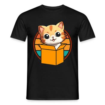 Katze In Box Retro Süße Katzenliebhaber Lustig - Männer T-Shirt - Schwarz - Vorne - AI Model Male 178 light (178cm)