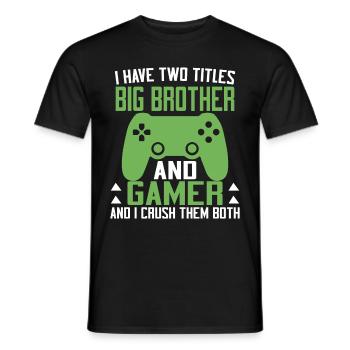 Big Brother Video Gamer New Brother Gaming - T-shirt homme - noir - Devant - AI Model Male 178 light (178cm)