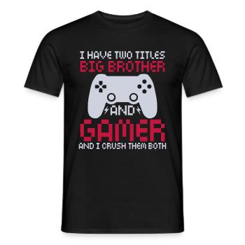 Big Brother Video Gamer New Brother Gaming - T-shirt homme - noir - Devant - AI Model Male 178 light (178cm)