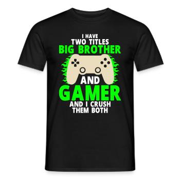 Big Brother Video Gamer New Brother Gaming - T-shirt homme - noir - Devant - AI Model Male 178 light (178cm)