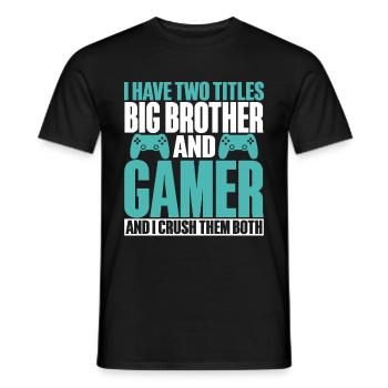 Big Brother Video Gamer New Brother Gaming - T-shirt homme - noir - Devant - AI Model Male 178 light (178cm)