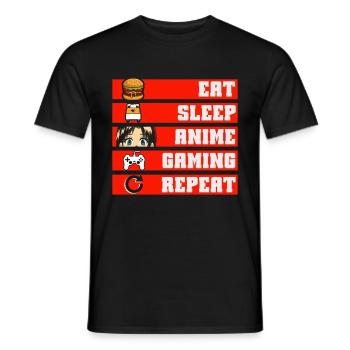 Anime Gaming Otaku Manga Kawaii Japan - Men's T-Shirt - black - Front - AI Model Male 178 light (178cm)