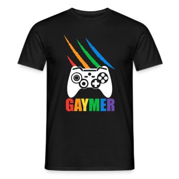 Gaymer LGBT Pride Rainbow Gamer Video Games - Männer T-Shirt - Schwarz - Vorne - AI Model Male 178 light (178cm)